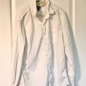 white long-sleeved button-down shirt